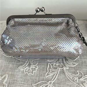 Coach Rare EUC Audrey Sequin Clutch Wristlet with Kiss Lock